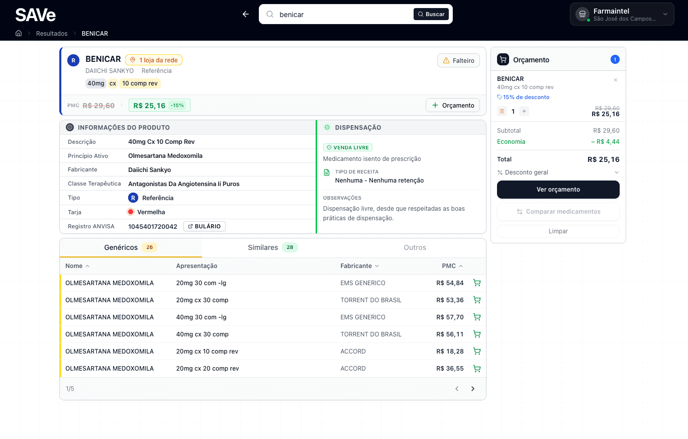 Tela de detalhes do medicamento